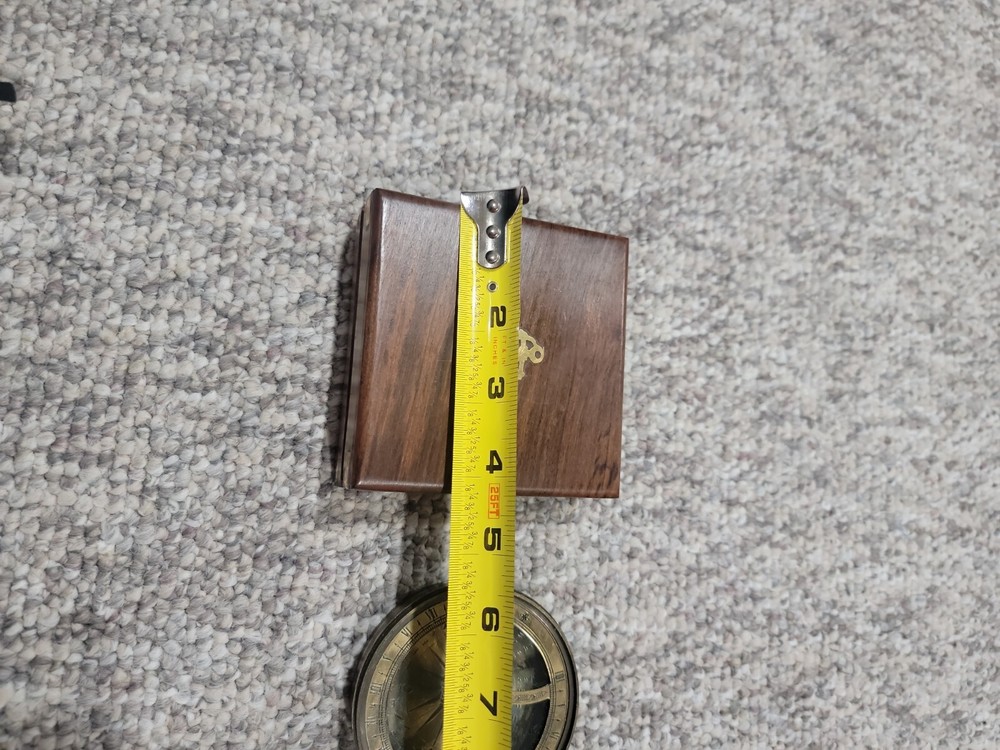 Brass Compass With Wooden Box Nautical