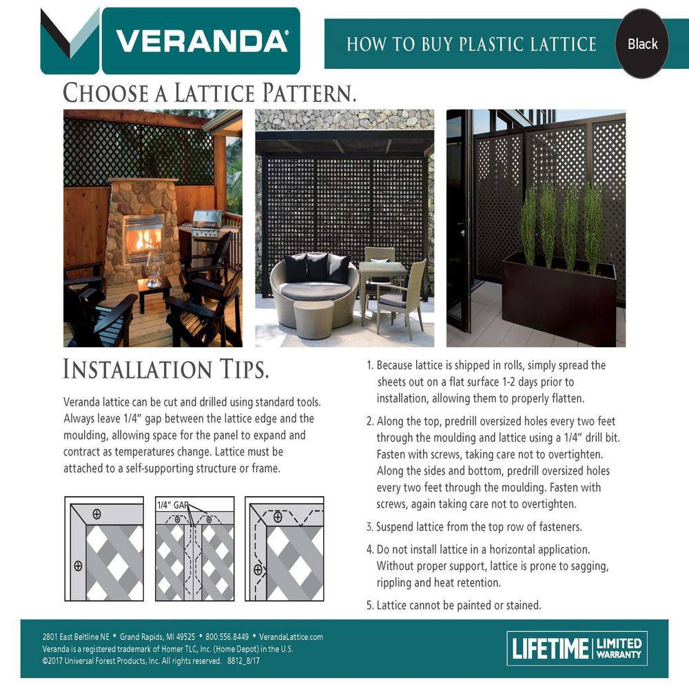 8 ft. Black Plastic Lattice Divider