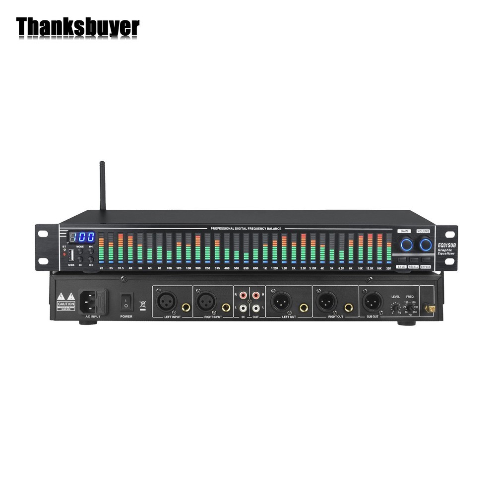 EQ31SUB Digital Equalizer 31-Stage Tuner Stage Performance Noise Reduction BK