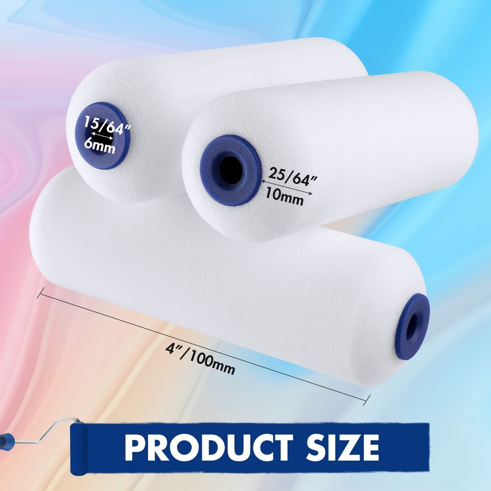 WORKPRO 12Pack Foam Paint Roller 4 inch Mini Paint Roller Small Paint Roller Kit