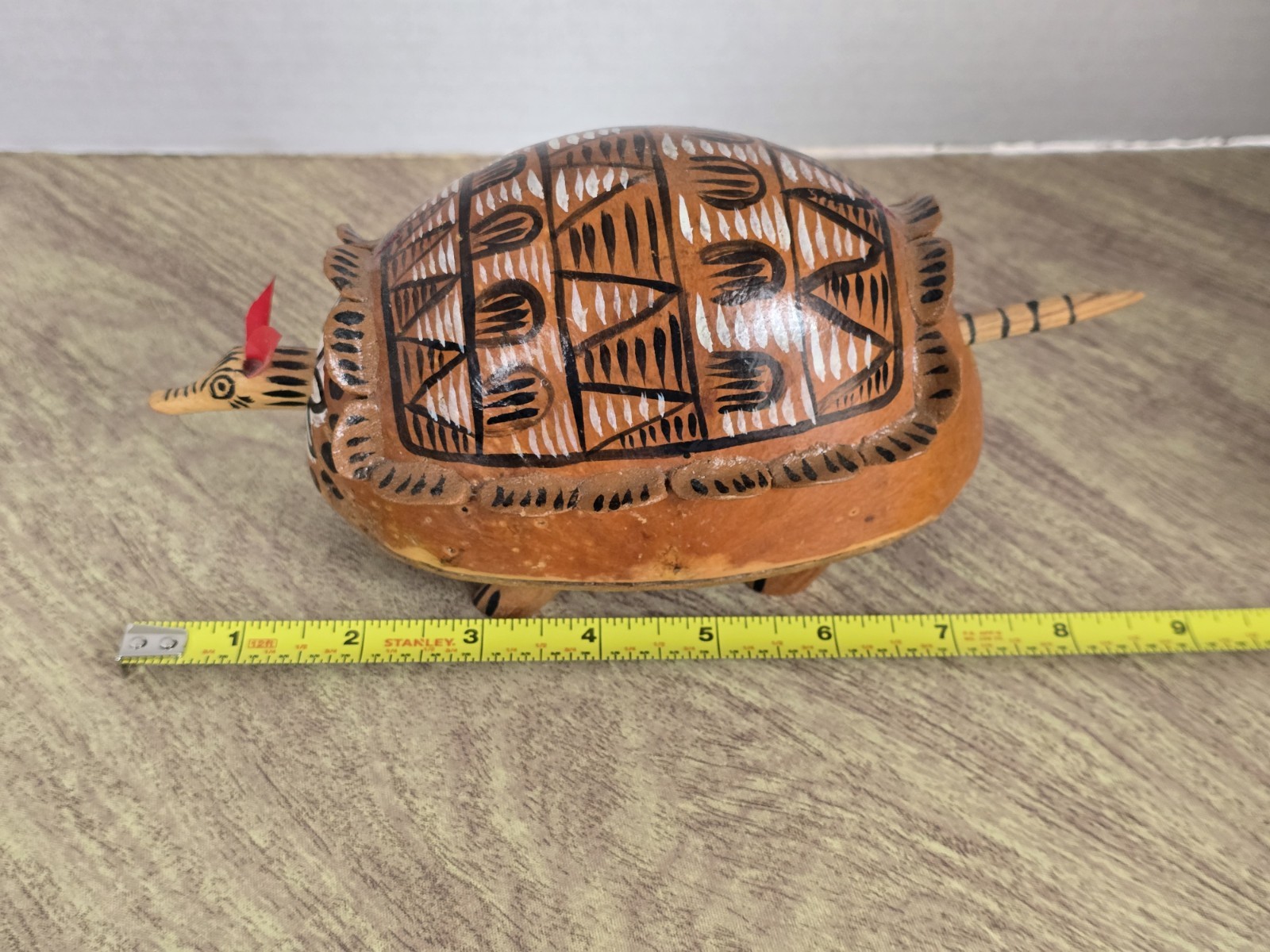 Vtg Armadillo Alebrije Bobble Head Hand-Made Mexican Folk Art Wooden