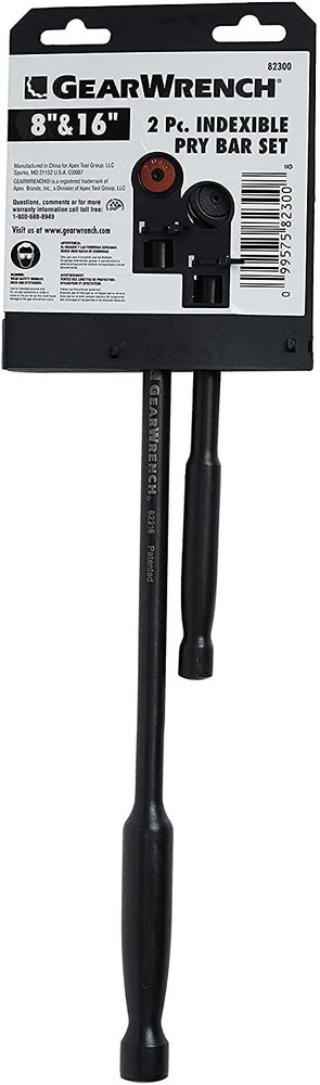 GEARWRENCH 2 Pc. Indexing Pry Bar Set, 8" & 16" - 82300 Solid Black