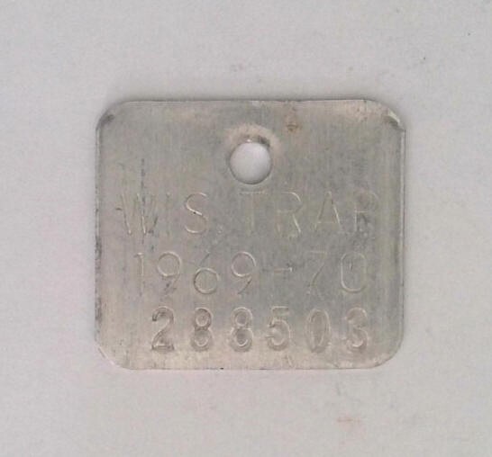 Vintage 1969 - 1970  Wisconsin Trap Tag Trapping Hunting License..Free Shipping!