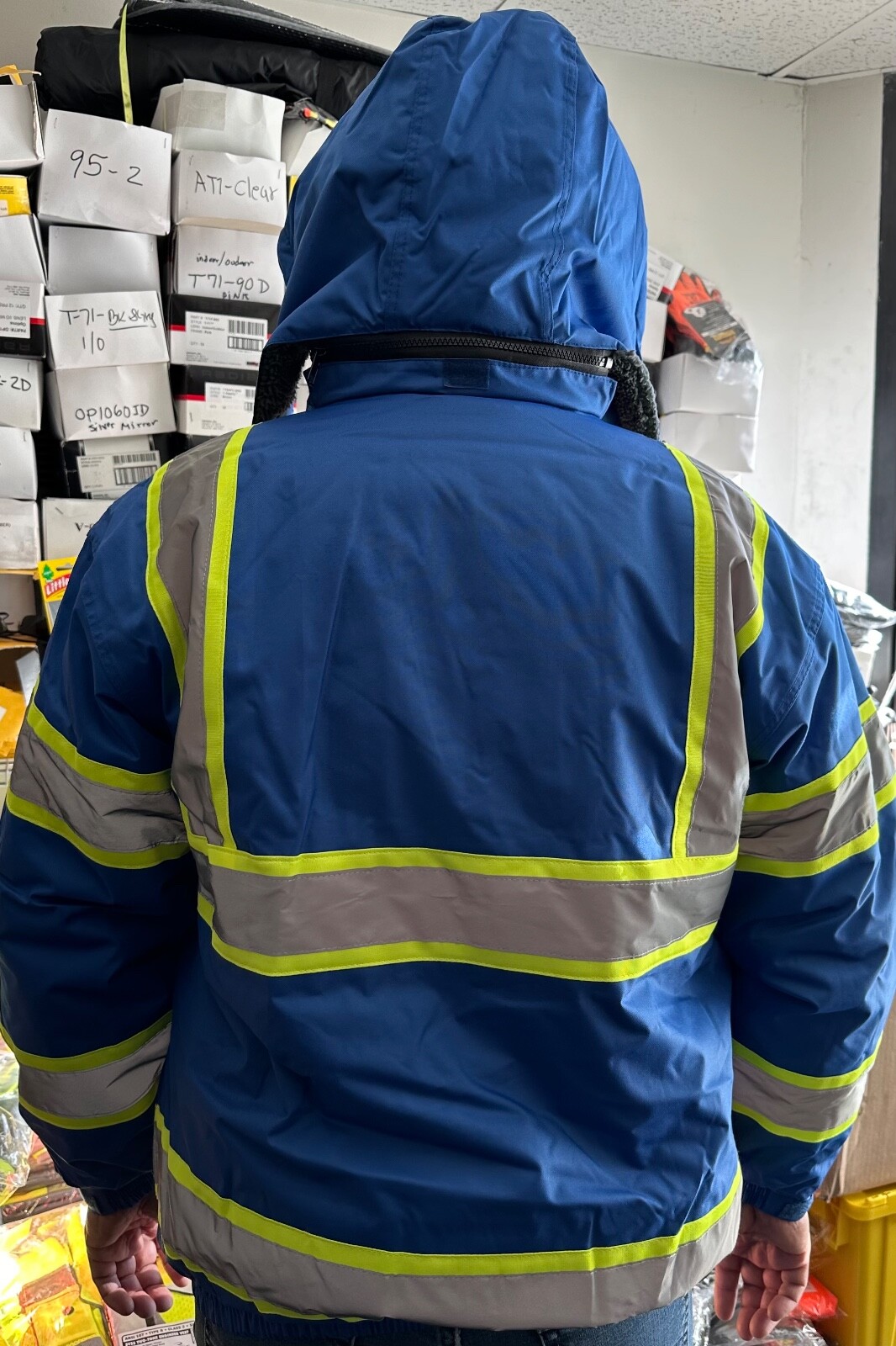 Class 3 Reflective Safety Bomber Jacket with sherpa liner