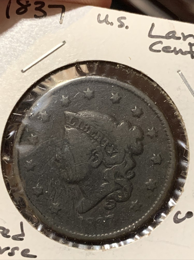 1837 Philadelphia Mint Copper Coronet Head Large Cent ~ ROTATED REVERSE ~