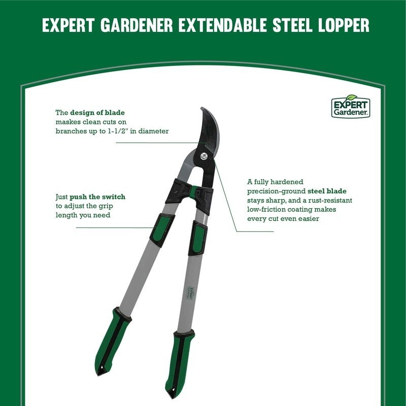 Adjustable Extendable 38in Bypass Lopper Steel Handle Pruning Branches Trees New