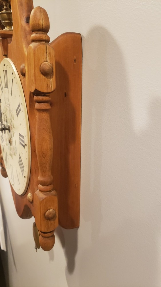 New England Clock Company Pendulum Driven Scroll Clock W/ Key.