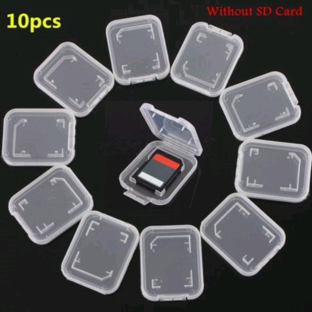 10pcs Transparent Standard SD SDHC Memory Card Case Holder Storage Boxes Plastic