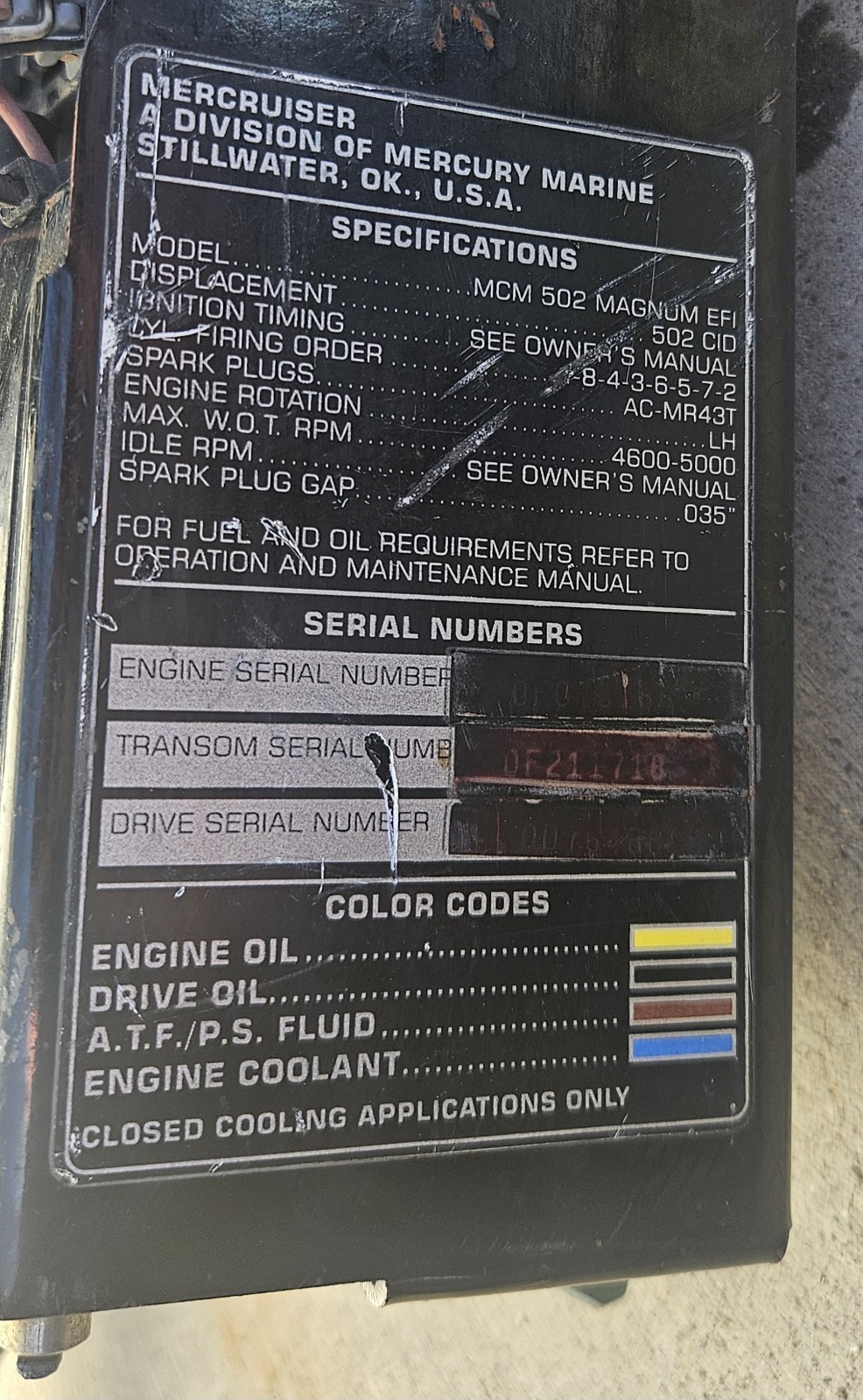 MerCruiser EFI 502 Magnum Upper & Lower Intake Manifold, Wiring Harness, ECM NR!