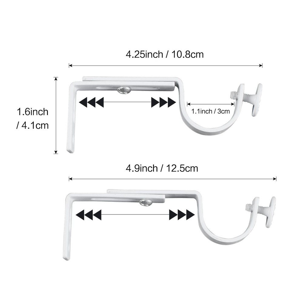 White Adjustable Curtain Rod Brackets 10 Pack Drapery Bracket for