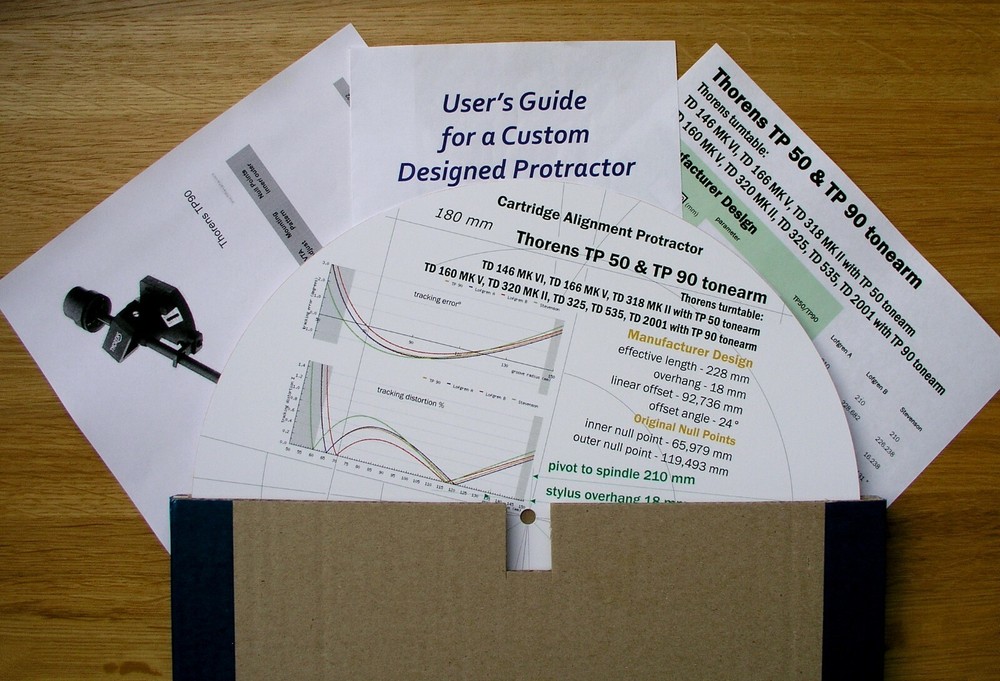 Thorens TP50 & TP90 Custom Designed Tonearm Cartridge Alignment Protractor