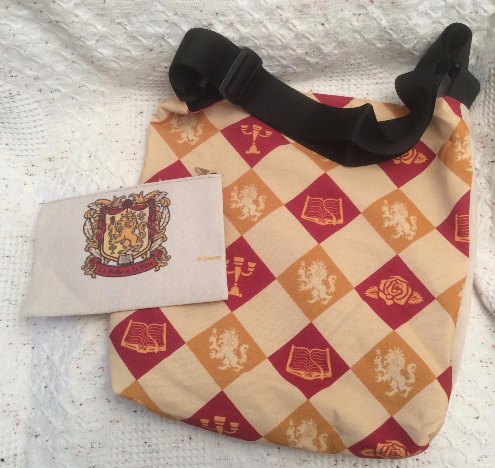 Disney Beauty & The Beast La Belle et La Bete Crest Tote + Zip Pouch Cream