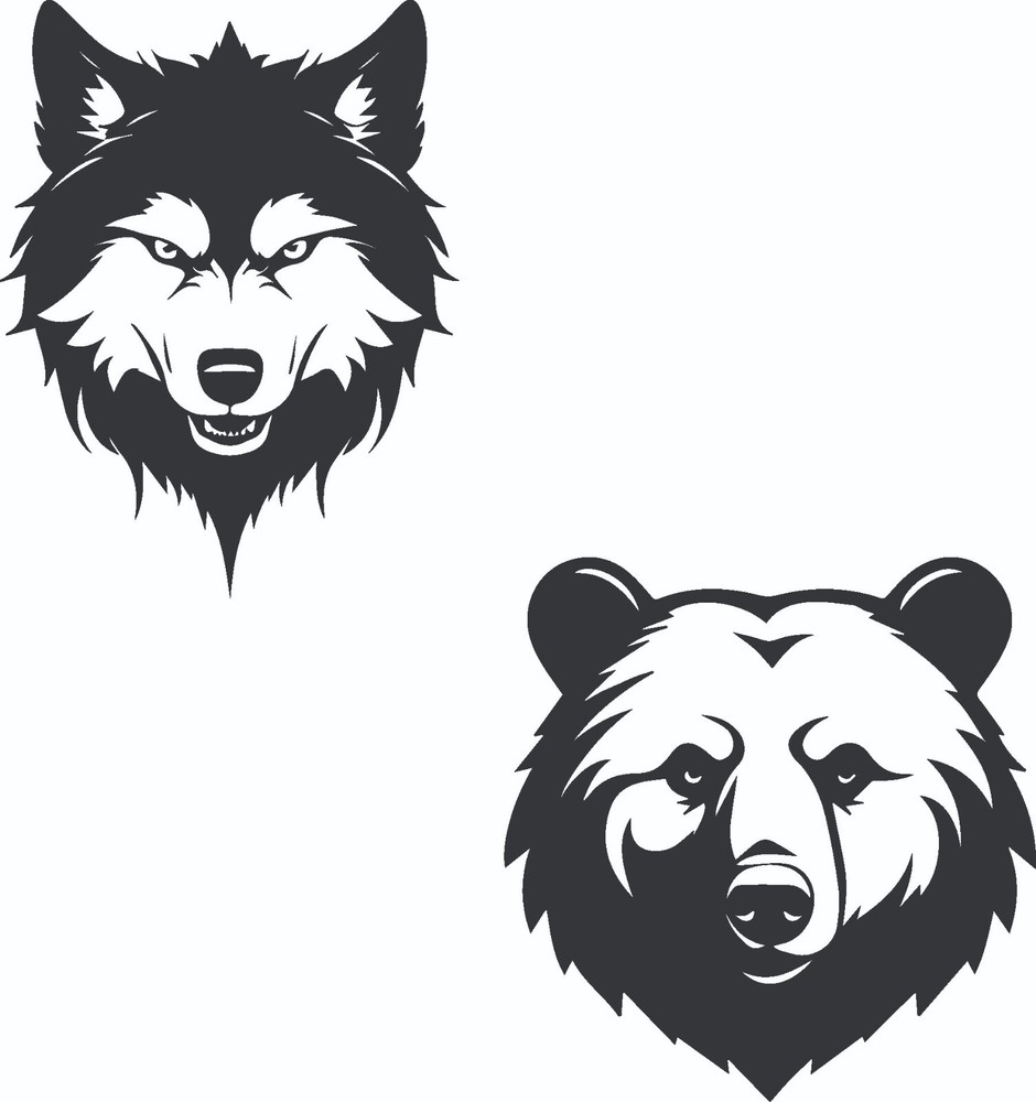 Wolf Head & fox DXF Sign Plasma Laser Plotter Cut Vector CNC SVG