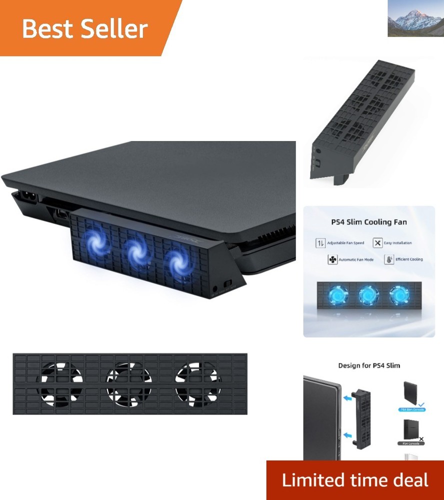 Intelligent 3-Fan Cooling System for PS4 Slim - Automatic Temperature Control