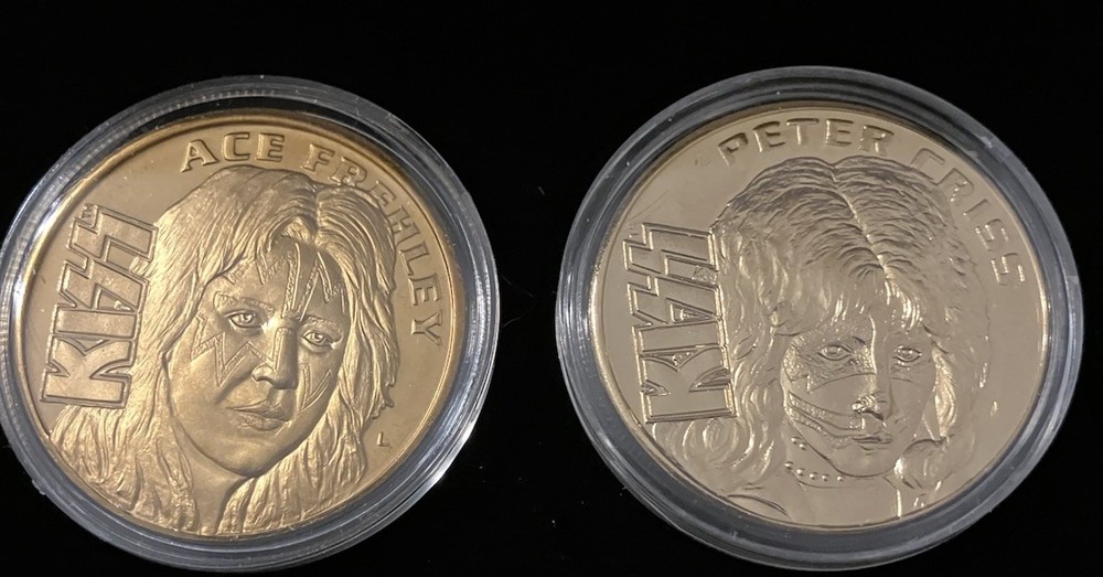 KISS Ace Frehley Peter Criss World Tour 1998-1999 Liberty Mint Coin 24k Plated