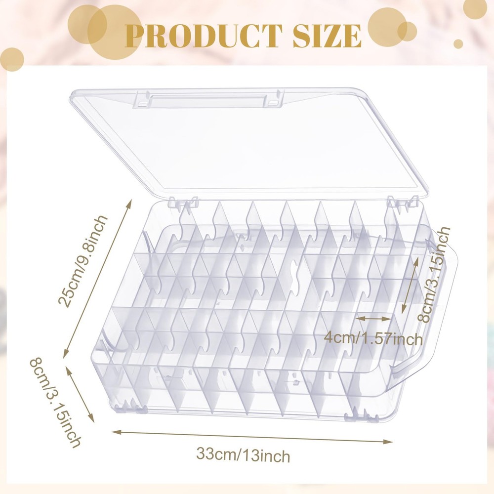 2 Pcs 46 Grids Sewing Organizer Double Sided Thread Storage Portable Clear Pl...