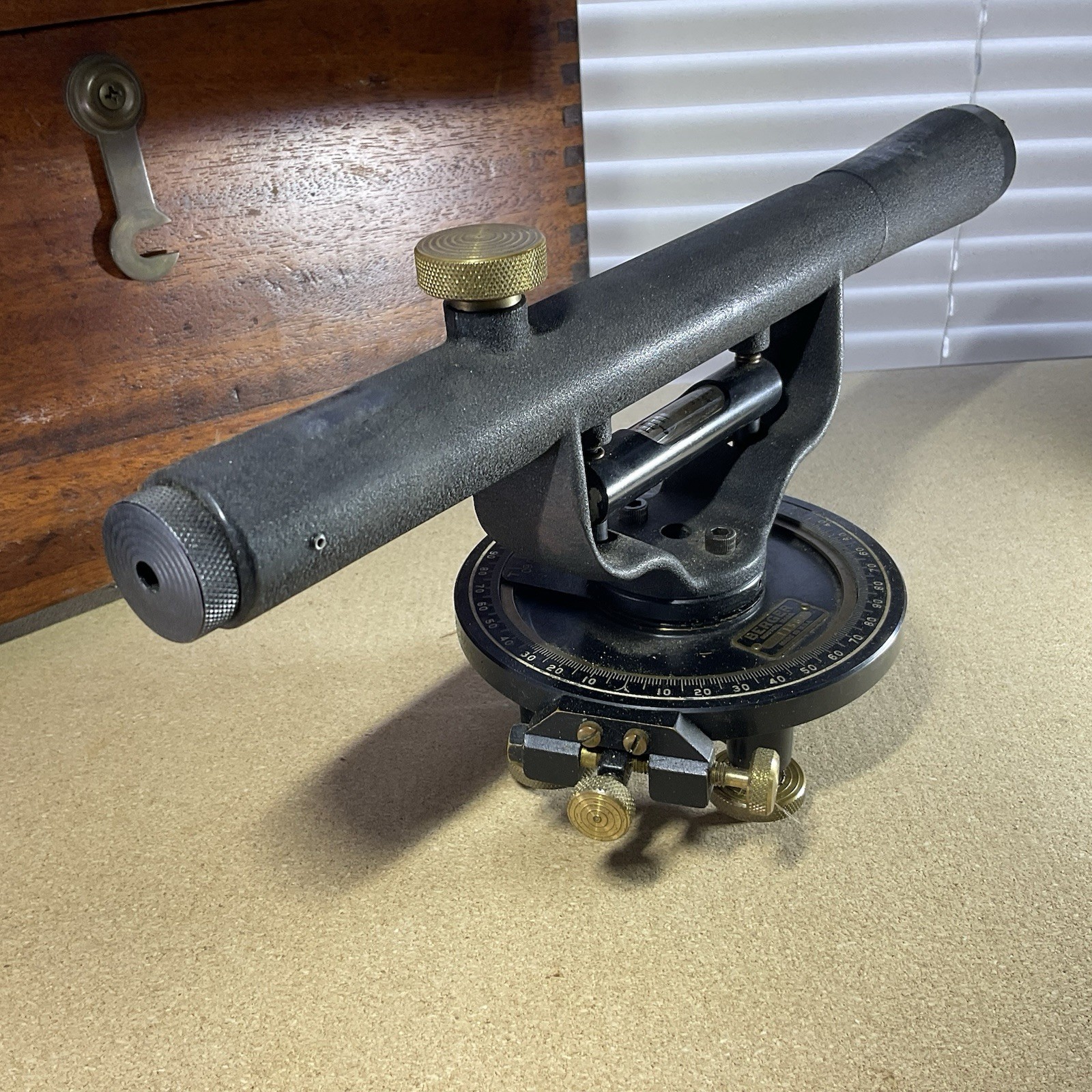 BERGER Model 110B Transit Level w/ Wood Case +Extras ~ Vintage 1960's