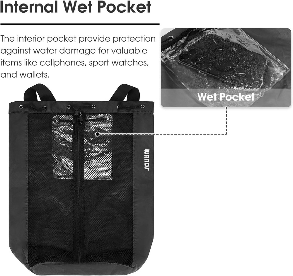 Swim Bag Mesh Drawstring Backpack Beach Backpack for Swimming, Gym, and Worko...