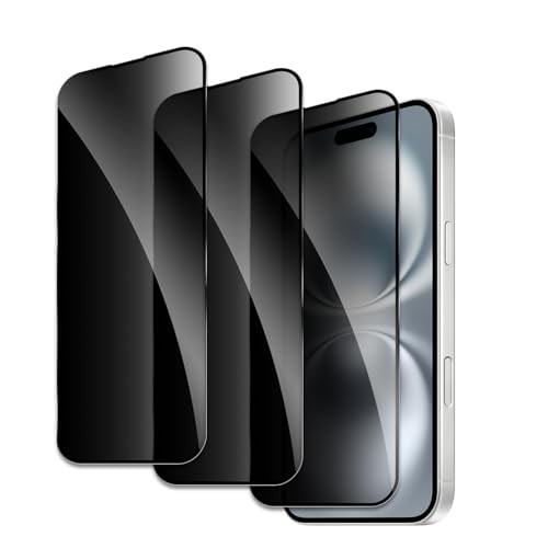 Privacy Screen Protector for iPhone 16, Shatterproof Tempered Glass