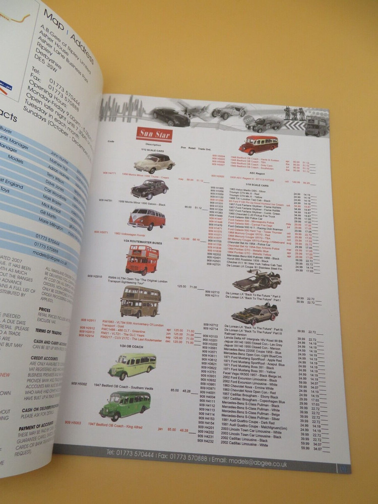 A B Gee 2007 Exclusive Distribution Range Price List Collectables