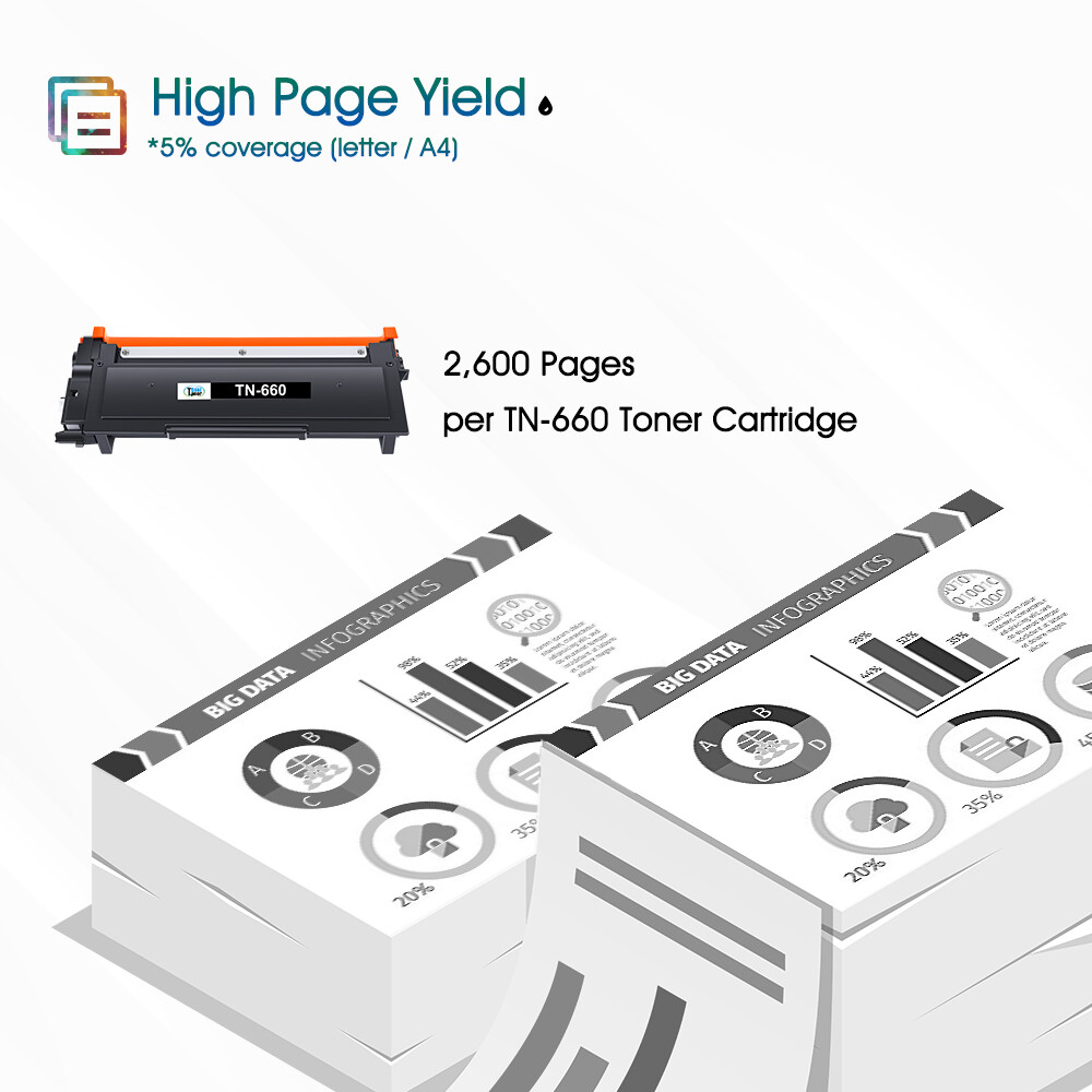 2PK High-Yield TN660 Toner Cartridge For Brother MFC-L2700DW DCP-L2520DW L2540DN