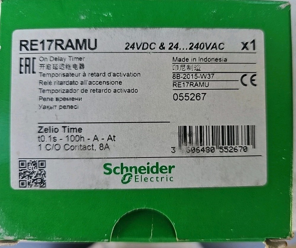 Schneider Electric RE17RAMU On Delay Timer 8A Zelio Series