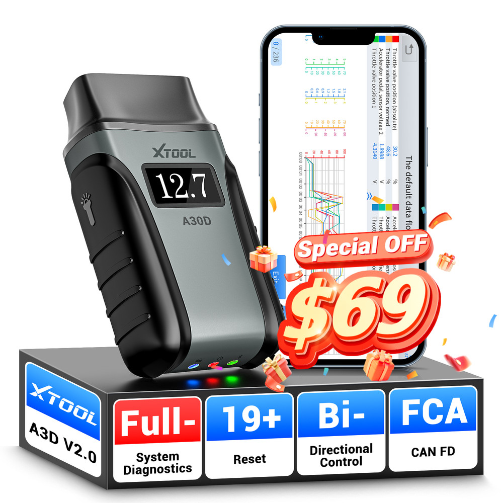XTOOL A30D Bi-diractional OBD2 Scanner Full System Diagnostic Tool Code Reader