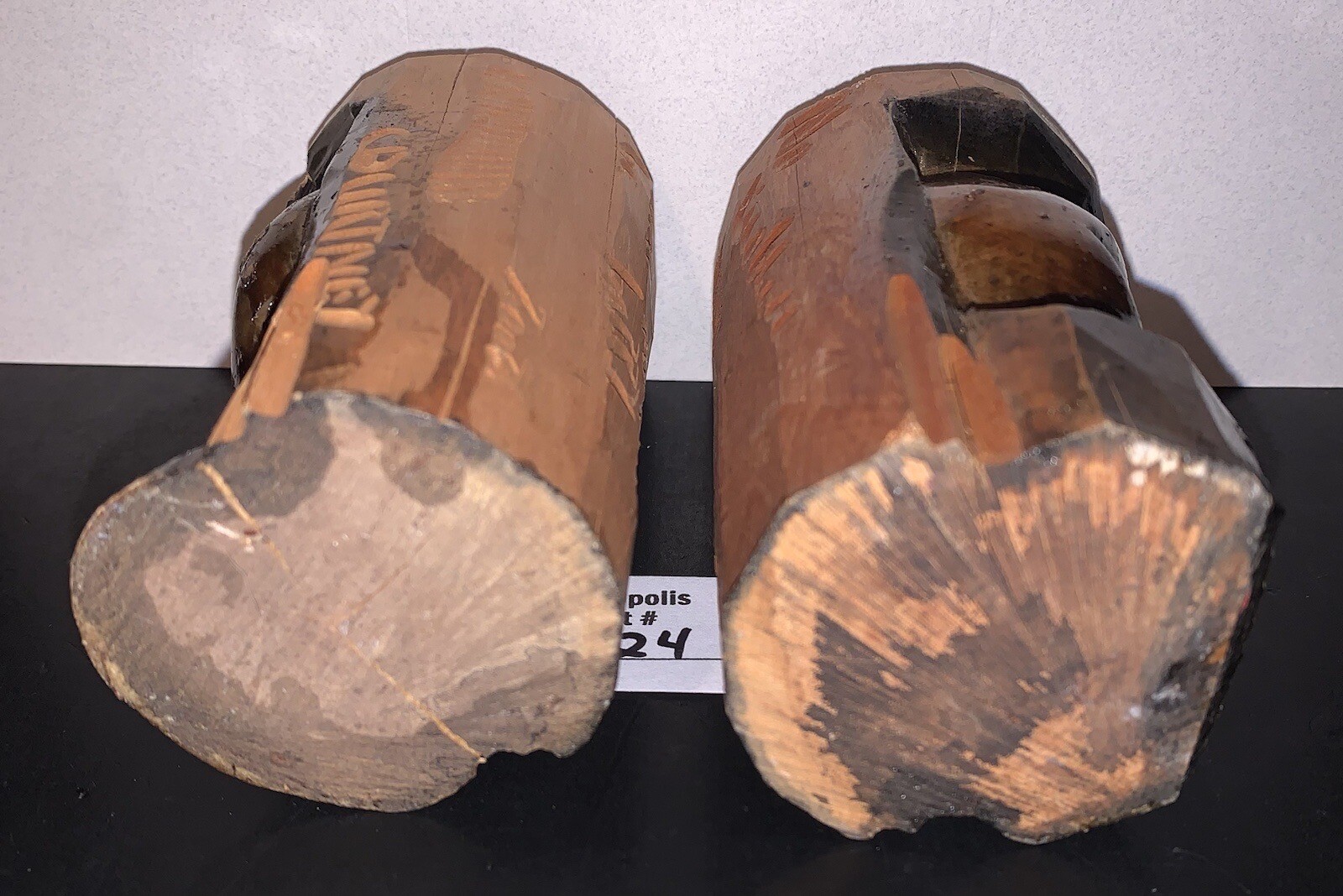 VTG Tribal Wood Totem Head Busts Male Female Hand Carved signed