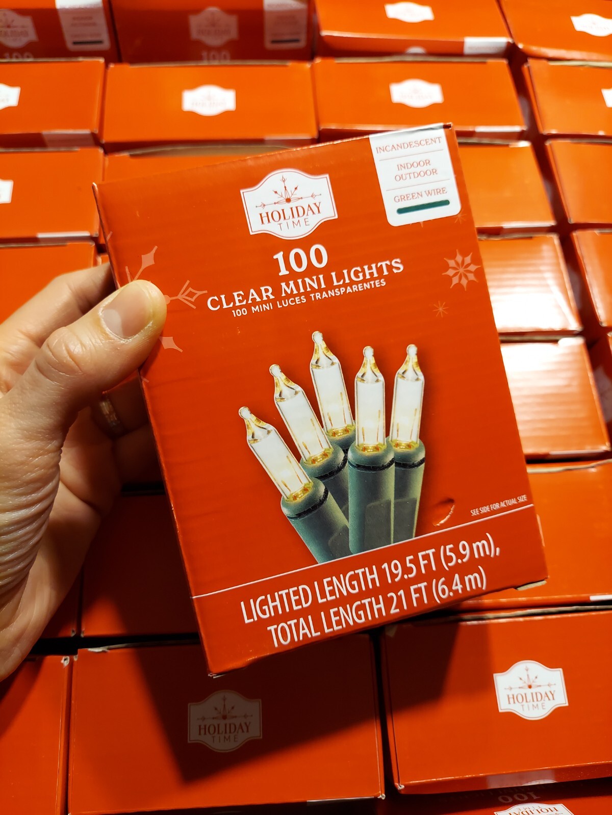 Holiday Time 100 Clear Mini lncandescent Christmas Tree Lights Indoor Outdoor