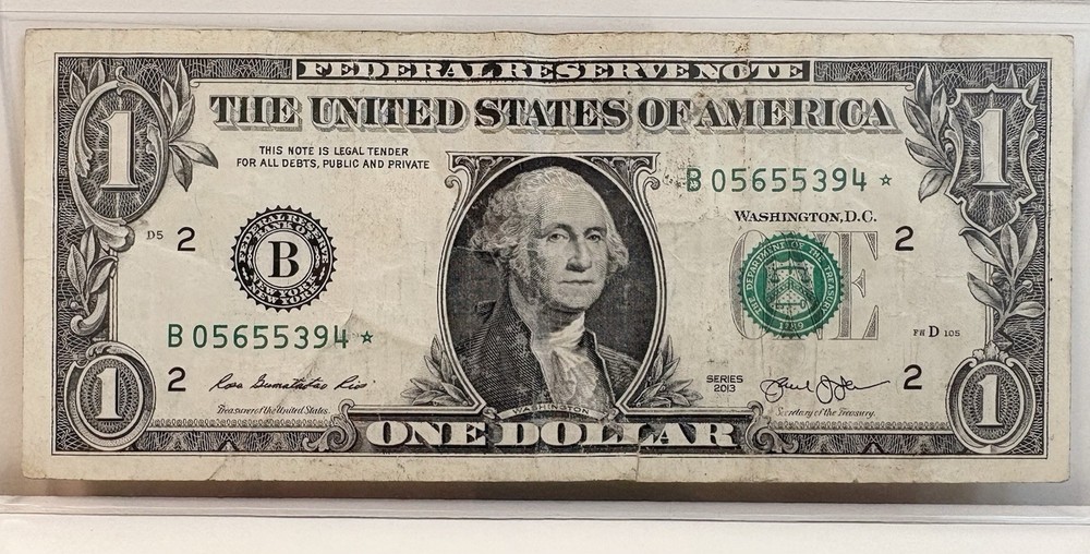 $1 2013 B Duplicate FW Star Note B05655394