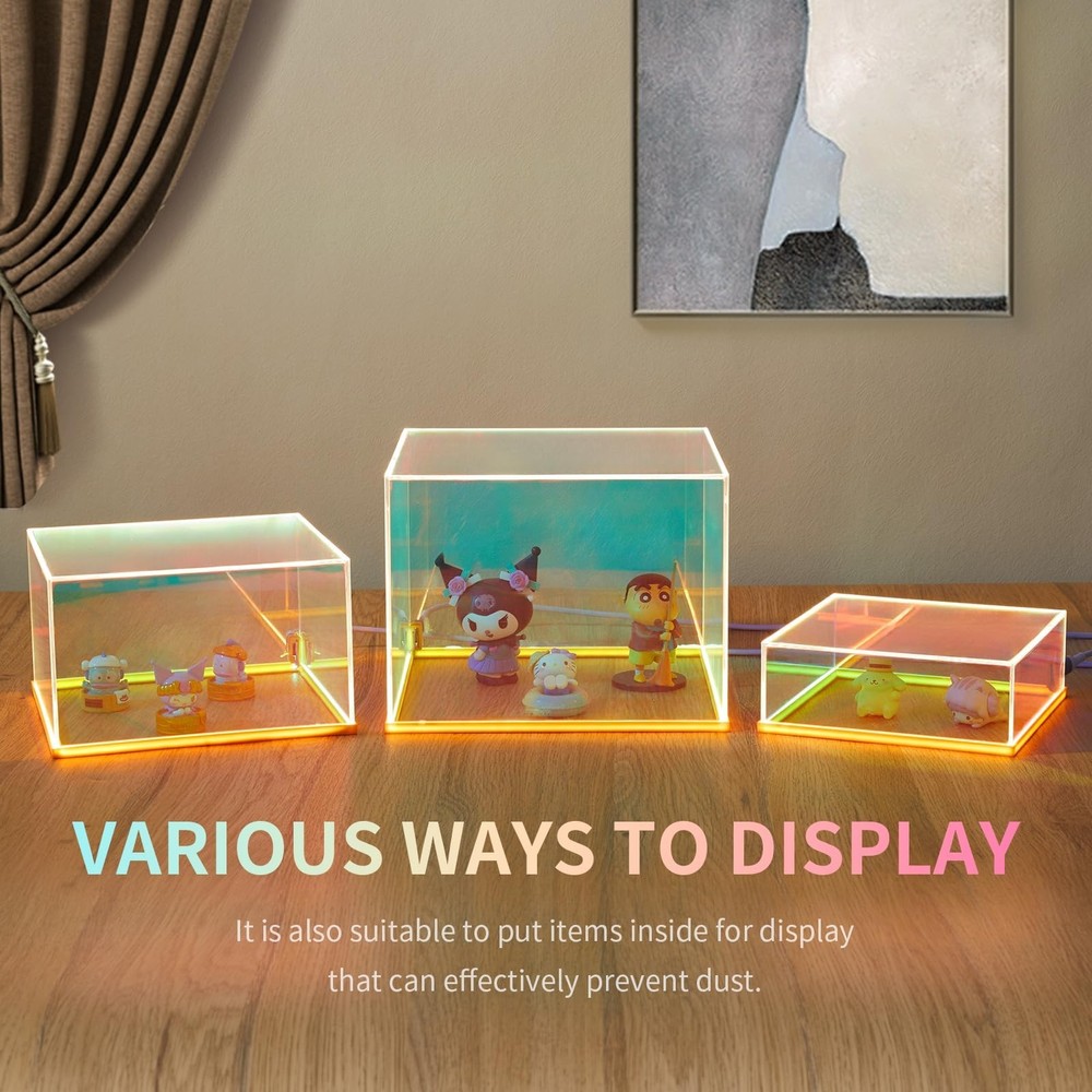 3Pcs Iridescent Acrylic Display Risers with light Plug and Play, Lighted Stac...