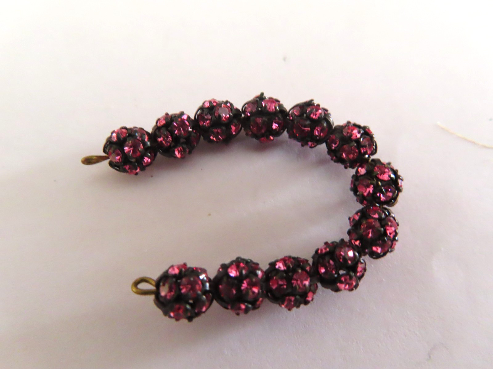 12 Czech. Rhinestone Beadballs  6mm Rose/Black Matt.
