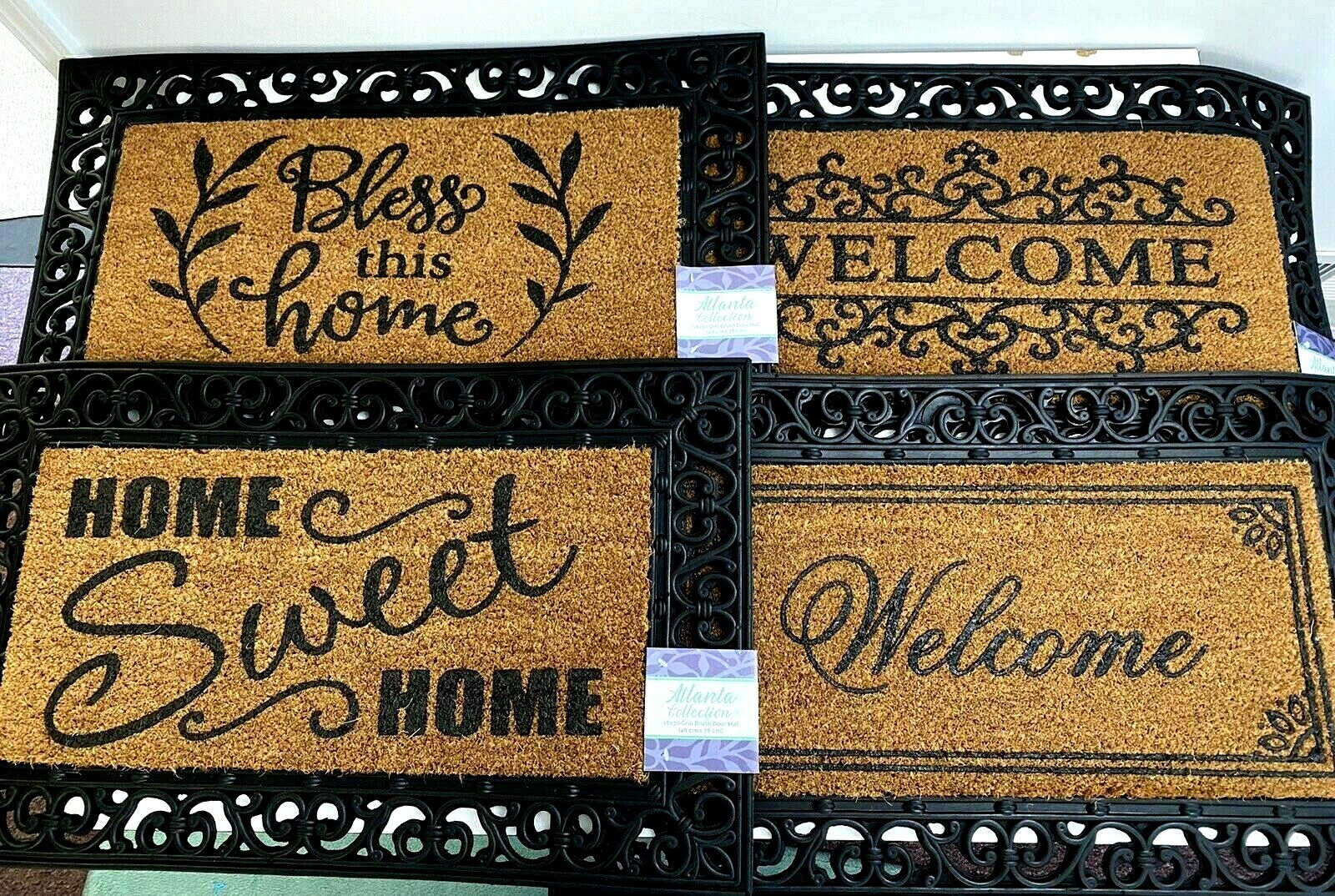 Decorative Printed Coir Grill Brush Outdoor Welcome Door Mat-Atlanta, 18x30"