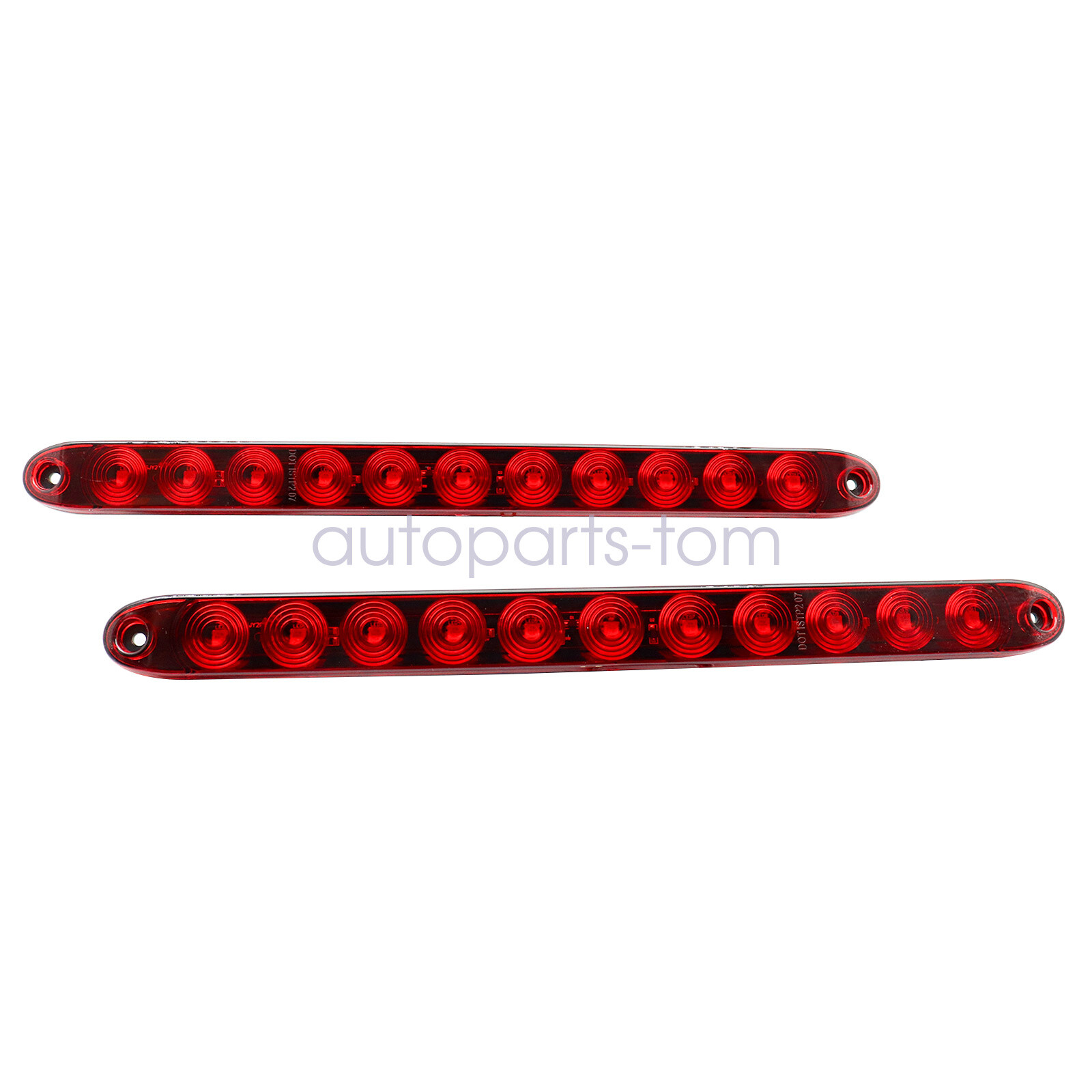 2Pcs 16inch Red Truck Trailer Light Bar 11 LED Stop Turn Tail Brake Lights Strip