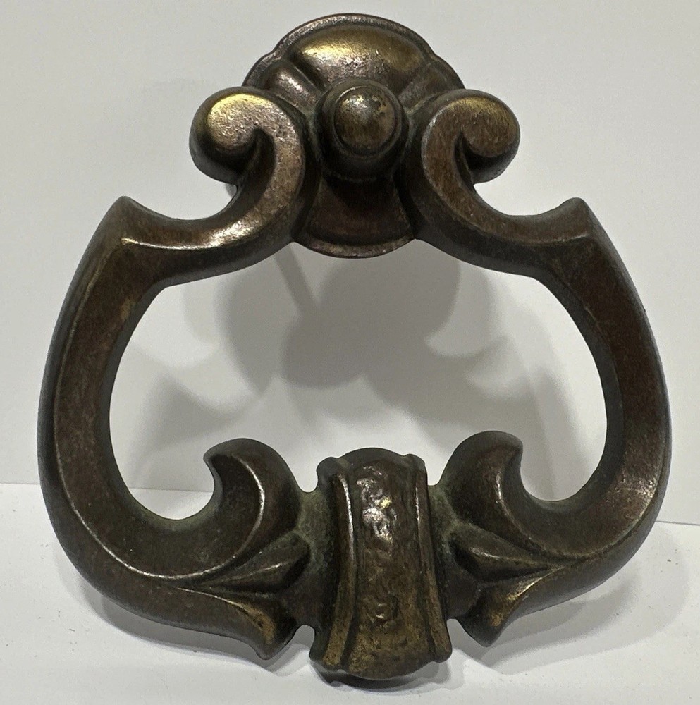 Antique Solid Brass Drawer Pull Drop Ring Pull Knobs Victorian Colonial Freeship