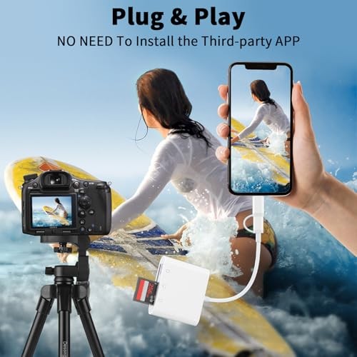 Lightning and USB C SD Card Reader for iPhone iPad Mac Android Phone Laptop, 3