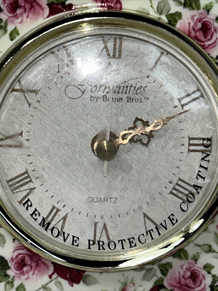 Chintz Mantle Clock Formalities by Baum Bros Tested Working Battery Not Included