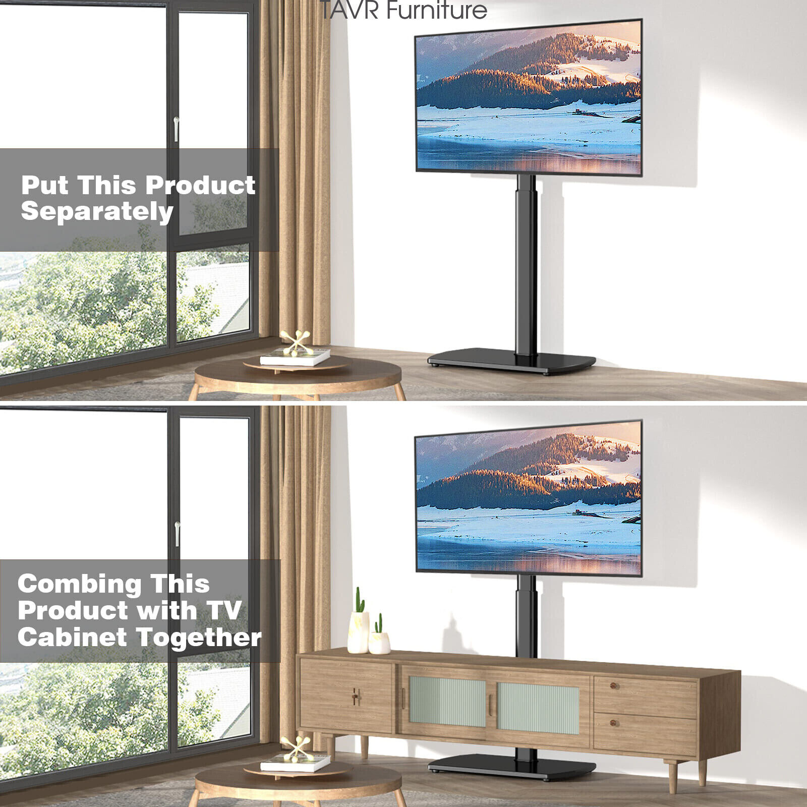 TAVR Universal Swivel Floor TV Stand with Mount for 27 to 65 inch TVs