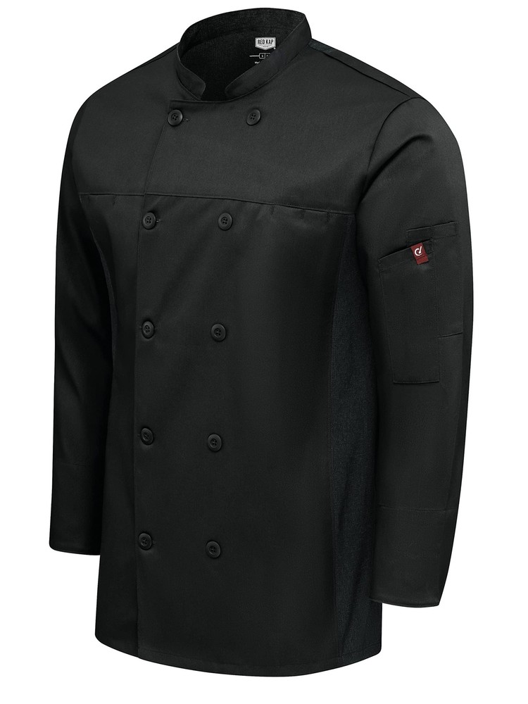 Men's Deluxe Airflow Chef Coat, Black, Medium