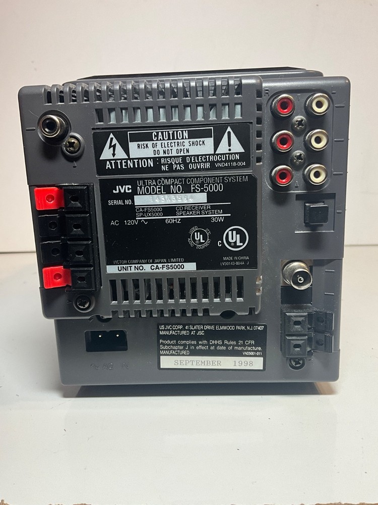 JVC FS-5000 Ultra Compact Component System CD/Radio/AUX/Tape Loop with Remote