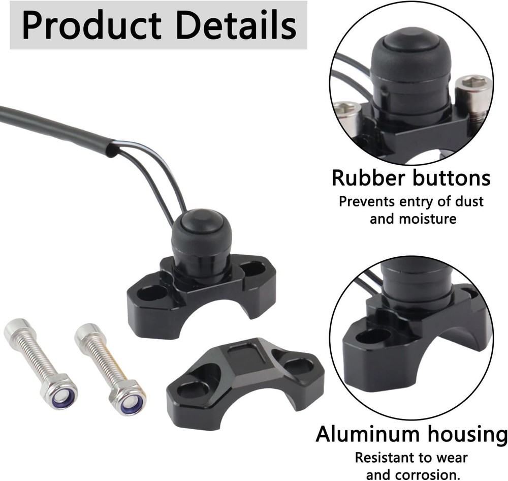 Universal Motorcycle Engine Start Stop Kill Switch with Mounting Backplate Black