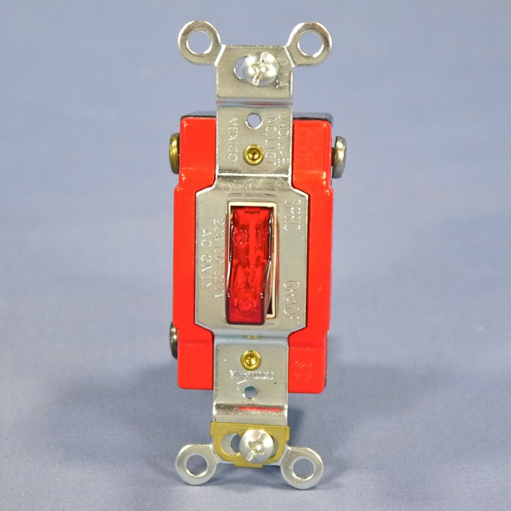 Cooper AH1221PL Red Pilot Light Single Pole Toggle Wall Switch 20A Industrial