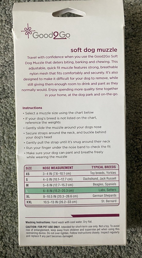 Good2Go Soft Dog Muzzle Soft Nylon Mesh Breathable