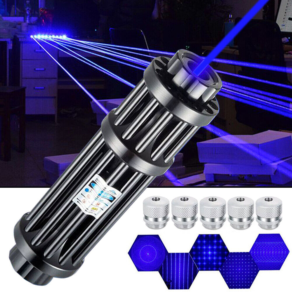 10Watt Adjustable High Power Blue Burning Laser Pointer Visible Dot Torch Light