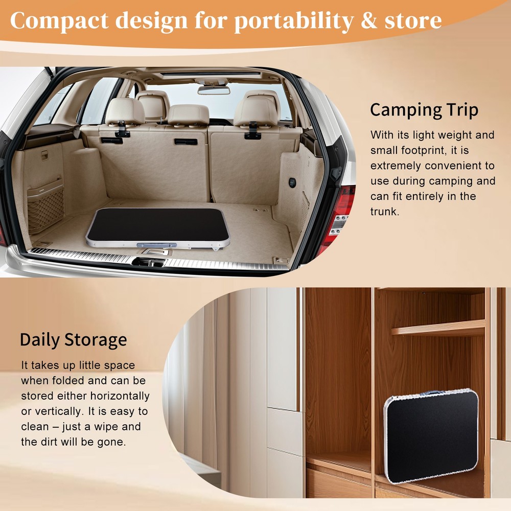 2.3ft Aluminum Camping Folding Table black