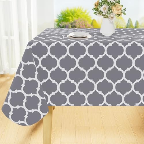 Rectangle Table Cloth, Waterproof Vinyl 84" x 60" (Rectangular) 1 Grey