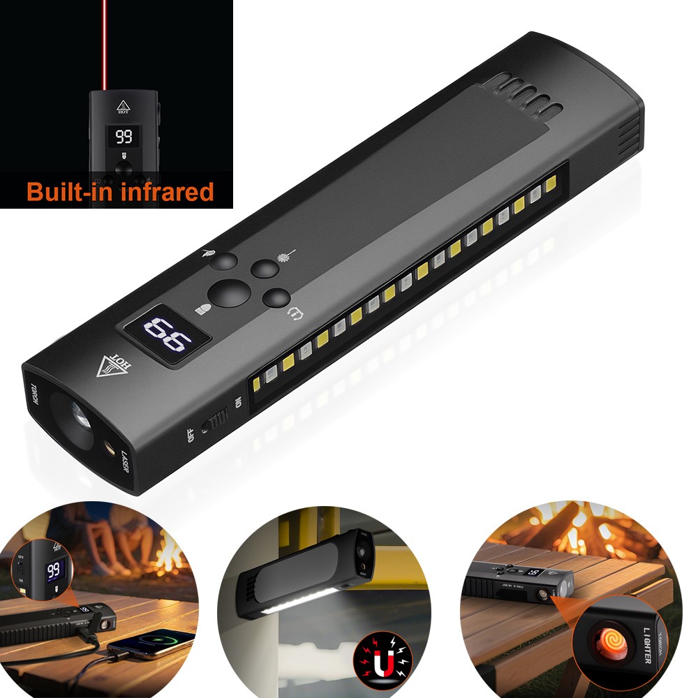 Pro Flat EDC Flashlight with LED Light, UV Light and Laser 1200 Lumens