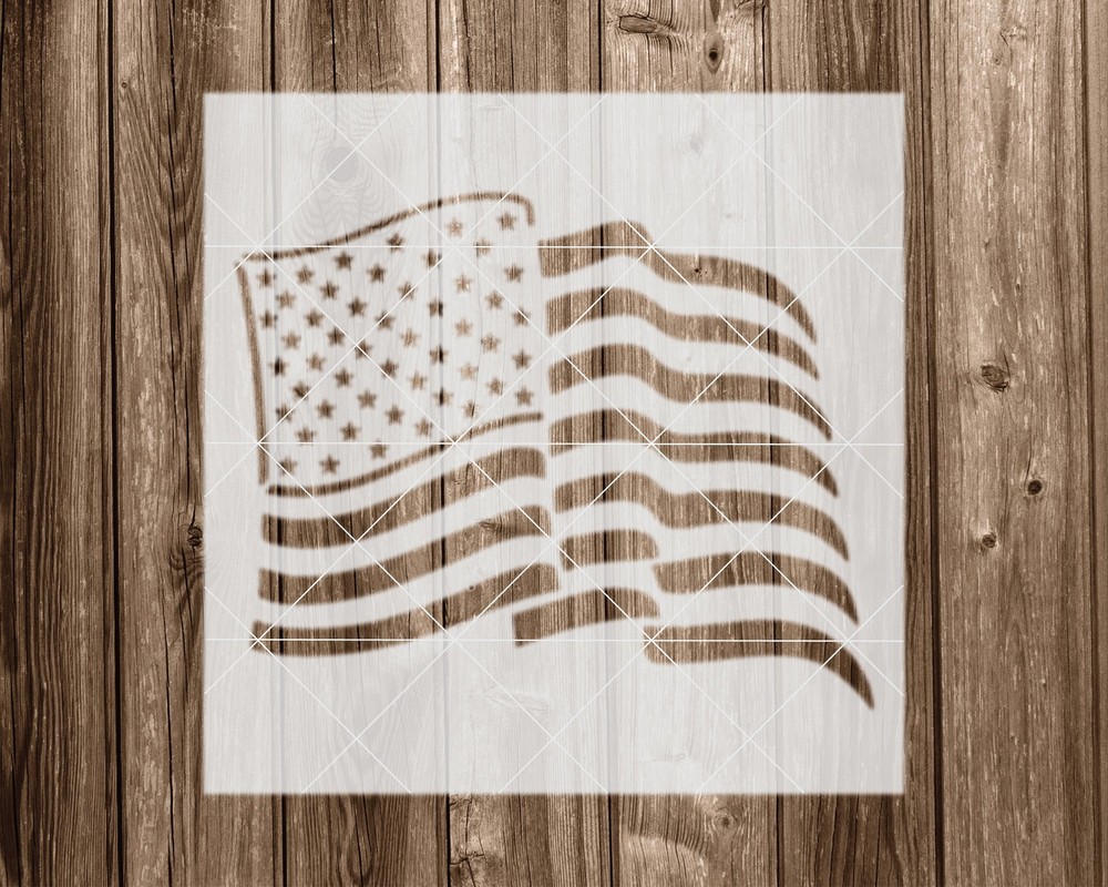 American Flag Stencil, Durable Handmade Mylar Reusable Craft Template, 2283