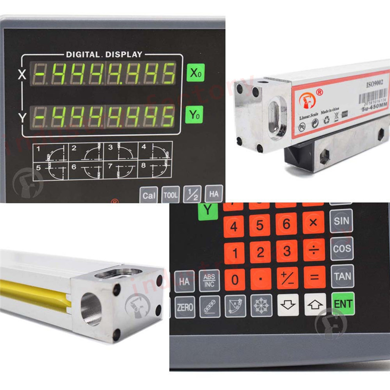 2Axis Digital Readout Linear Scale DRO Display 500&650mm Milling Lathe Encoder