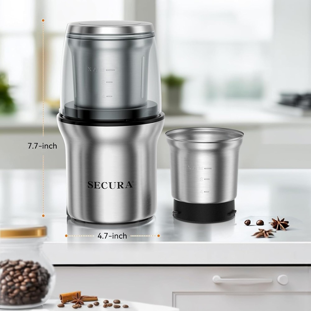 Versatile Electric Grinder with Removable Bowls - Perfect for Coffee & Spices